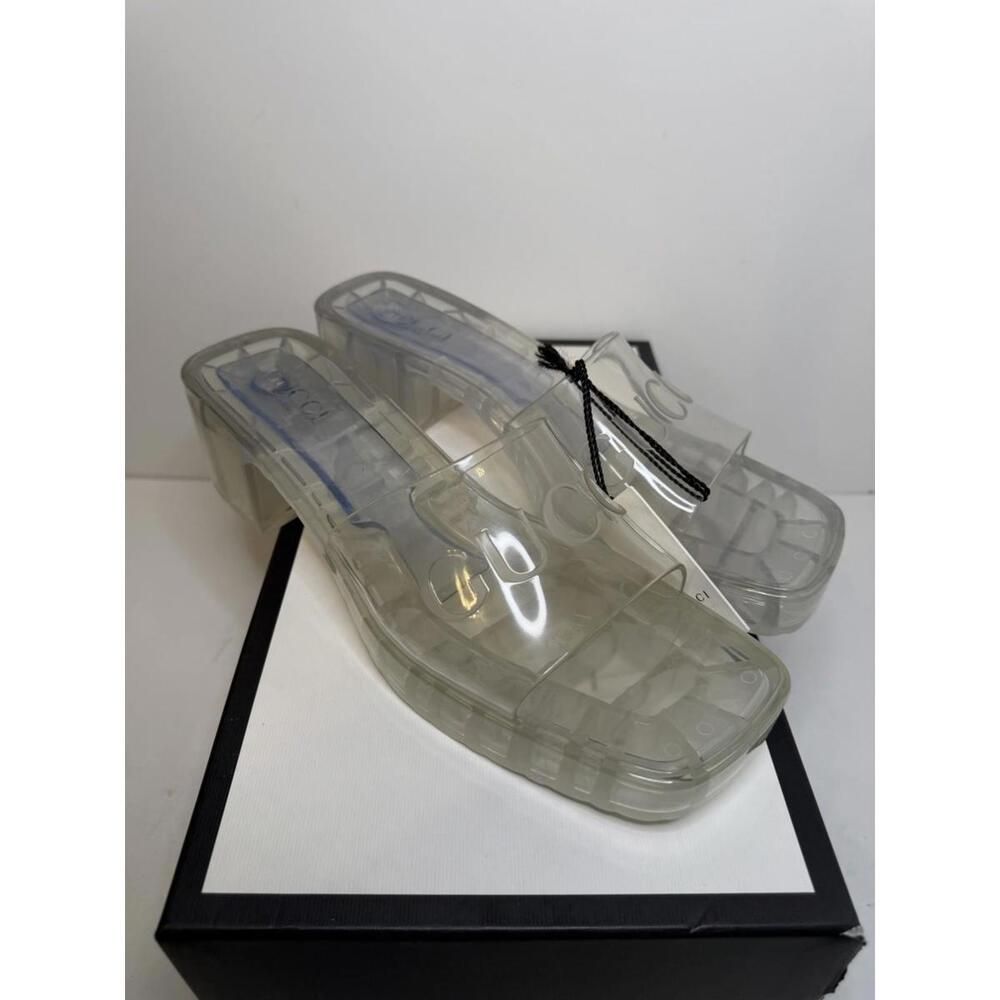 Gucci Clear Logo Platform Slide Sandals EU 42 Women Store Display
